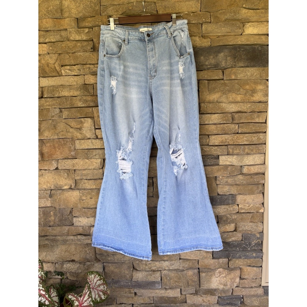 Almost Famous Distressed 90's Flare Jeans Sz. 13 Wide Bottom Light Denim